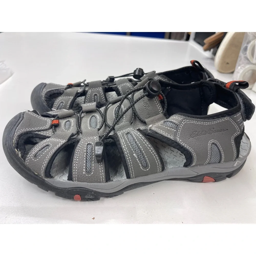 Eddie‎ Bauer Tommy Mens Grey Leather Closed Toe Fisherman Hiking Sandals Size 11